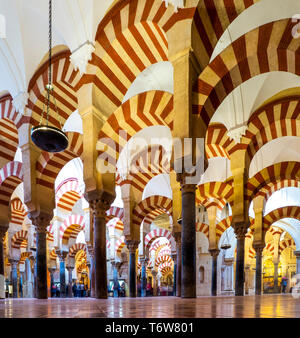 Inside view of The Mosque-Cathedral of Cordoba, Spain April 25, 2019 Stock Photo