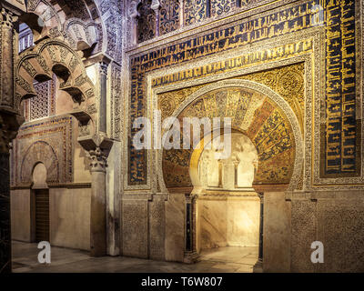 Inside view of The Mosque-Cathedral of Cordoba, Spain April 25, 2019 Stock Photo