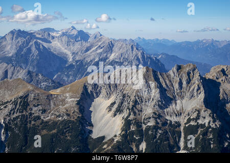 Look to the Zugspitze, the highest mountain in Germany Stock Photo