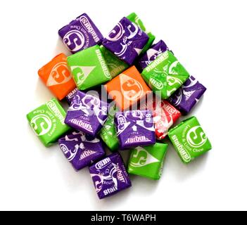 Starburst chewy sweets, white background Stock Photo