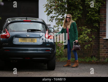 CAR NUMBERPLATES AND HOUSE NUMBER PIXELATED BY PA PICTURE DESK Joanne Eland, wife of former defence secretary Gavin Williamson, leaving their constituency address in a leafy area of south Staffordshire. Stock Photo