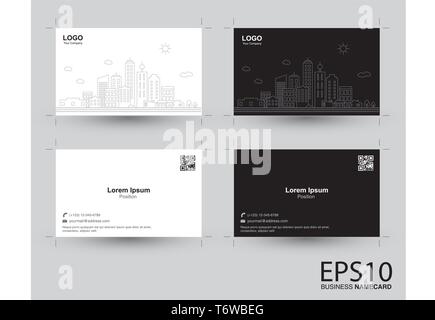 Cityscape. Landscape namecard flat design concept. Stock Vector