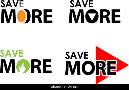 Save more. Creative lettering vector illustration. illustration in vector format. Stock Vector