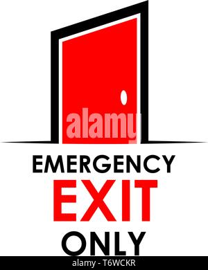 Word, Emergency exit only with door, stock illustration Stock Vector