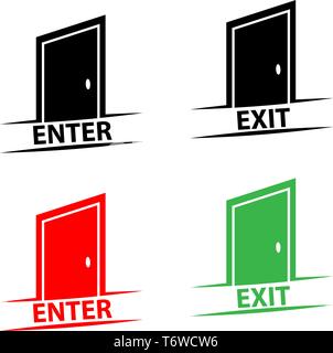 Exit and enter vector icons. Flat design Stock Vector