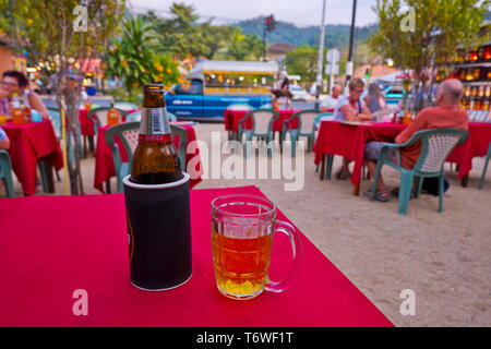 Restaurant terrace, Phet Kasem Road, Khao Lak, Thailand Stock Photo