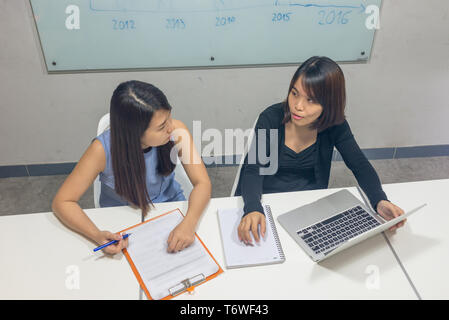 Top view of young businesswoman working in the office Stock Photo