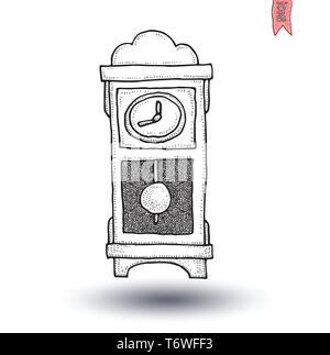 clock icon, watche, Hand drawn vector illustration. Stock Vector