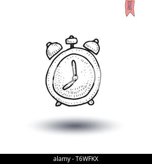 clock icon, watche, Hand drawn vector illustration. Stock Vector