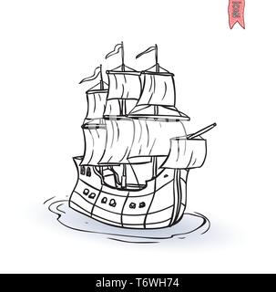 Cartoon sail ship crew pirate characters Stock Vector Image & Art - Alamy
