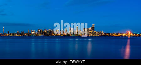 Seattle skyline at twilight from west seattle, Washington state Stock Photo