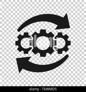 Operation project icon in transparent style. Gear process vector illustration on isolated background. Technology produce business concept. Stock Vector