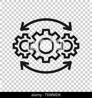 Operation project icon in transparent style. Gear process vector illustration on isolated background. Technology produce business concept. Stock Vector