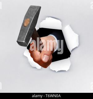 gesture mit hammer Stock Photo - Alamy
