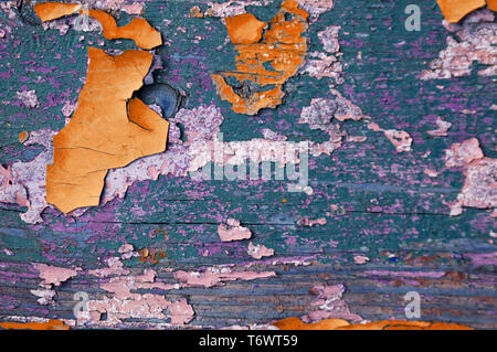 Texture background - wooden surface covered with old peeling paint Stock Photo