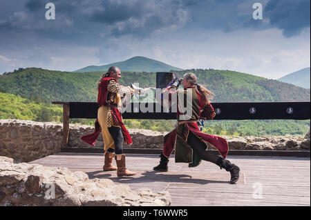 Knights fighting on a tournament Stock Photo