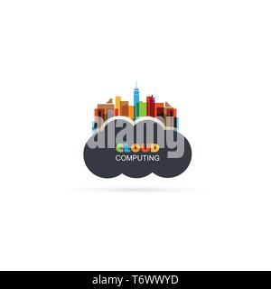 Cloud Computing Design Concept - Digital Network Connections, Technology Background Stock Vector
