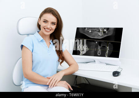 Patient going teeth roentgen Stock Photo