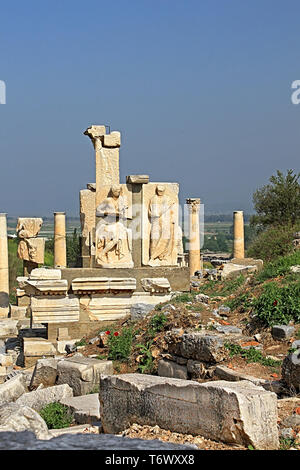 Relief in Ephesus. Ancient Greek city on the coast of Ionia near Selcuk, Izmir province, Turkey Stock Photo