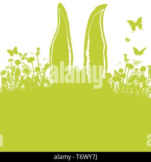 Easter bunny ears in the grass playing hide and seek Stock Vector