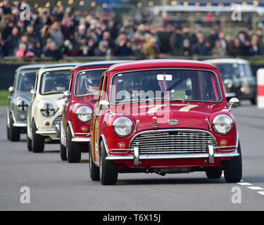 Mark Burnett, Austin Mini Countryman, Betty Richmond Trophy Heat 1, Mini saloons, 77th Members Meeting, Goodwood, West Sussex, England, April 2019, Au Stock Photo