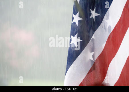 american usa flag with rainy weather Stock Photo
