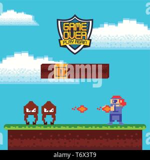 Retro videogame  arcade card background Stock Vector