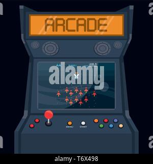 Retro videogame  arcade machine card Stock Vector