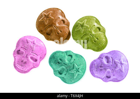 Five different colors army Skull, Ecstasy, MDMA, Amphetamine or ...