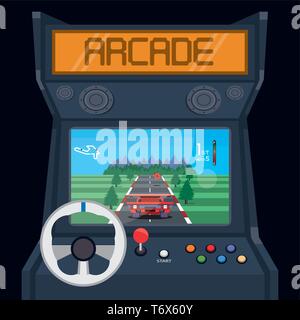 Retro videogame  arcade machine card Stock Vector