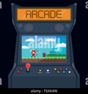 Retro videogame  arcade machine card Stock Vector