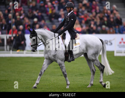 Badminton Estate, Badminton, UK. 3rd May, 2019. Mitsubishi Motors Badminton Horse Trials, day 3; Andrew Nicholson (NZL) riding SWALLOW SPRINGS during the dressage test on day 3 of the 2019 Badminton Horse Trials Credit: Action Plus Sports/Alamy Live News