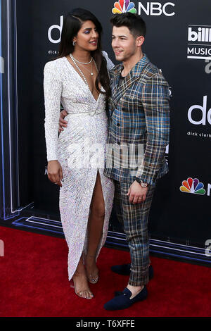 Priyanka Chopra and her husband Nick Jonas attending the 2019 Billboard Music Award at MGM Grand Garden Arena on May 1, 2019 in Las Vegas, Nevada. Stock Photo