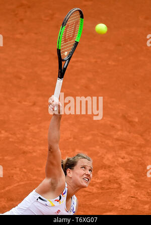 Prague, Czech Republic. 03rd May, 2019. Tennis player Barbora Strycova (Czech) is seen during semifinal match against Jil Teichmann (Switzerland) within the J&T Banka Prague Open, on May 3, 2019, in Prague, Czech Republic. Credit: Roman Vondrous/CTK Photo/Alamy Live News Stock Photo