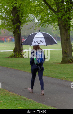 Northampton, Northamptonshire. 3rd May 2019. Weather. Afternoon showers at The Racecourse near the centre of town, making it very quite in the park. Credit: Keith J Smith./Alamy Live News Stock Photo