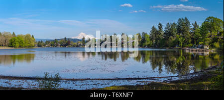 Blue Lake Mt. Hood and surroundings panorama Oregon. Stock Photo