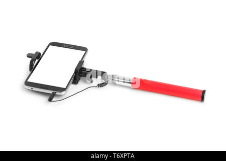Smartphone with selfie stick Stock Photo