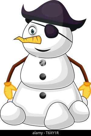 Pirate snowman illustration vector on white background Stock Vector