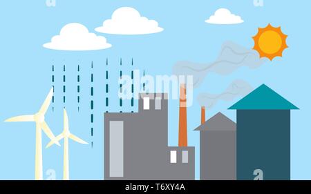 Different renewable energy sources illustration vector on white background Stock Vector