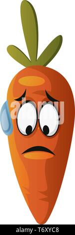 Worried carrot face illustration vector on white background Stock Vector