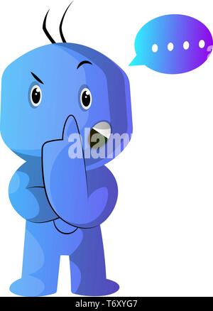 Blue cartoon caracter thinking illustration vector on white background Stock Vector