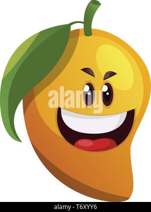 Smiling mango cartoon illustration vector on white background Stock Vector