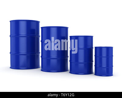 3D rendering blue barrels Stock Photo