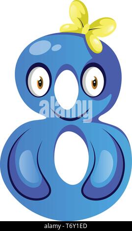 Blue monster in number eight shape illustration vector on white background Stock Vector