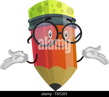 Red pencil looks like it is not important for him to choose illustration vector on white background Stock Vector