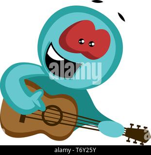 Green character serenading to his girl illustration vector on white background Stock Vector