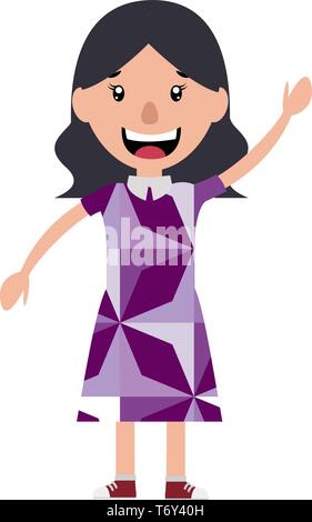 Cartoon woman waving illustration vector on white background Stock Vector