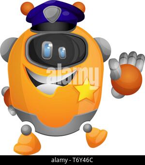 Cyborg in policeman uniform illustration vector on white background Stock Vector