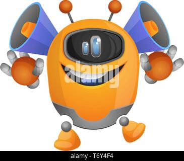 Cartoon robot with speakers on the head illustration vector on white background Stock Vector