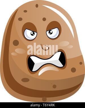 Potato looks very angry illustration vector on white background Stock Vector